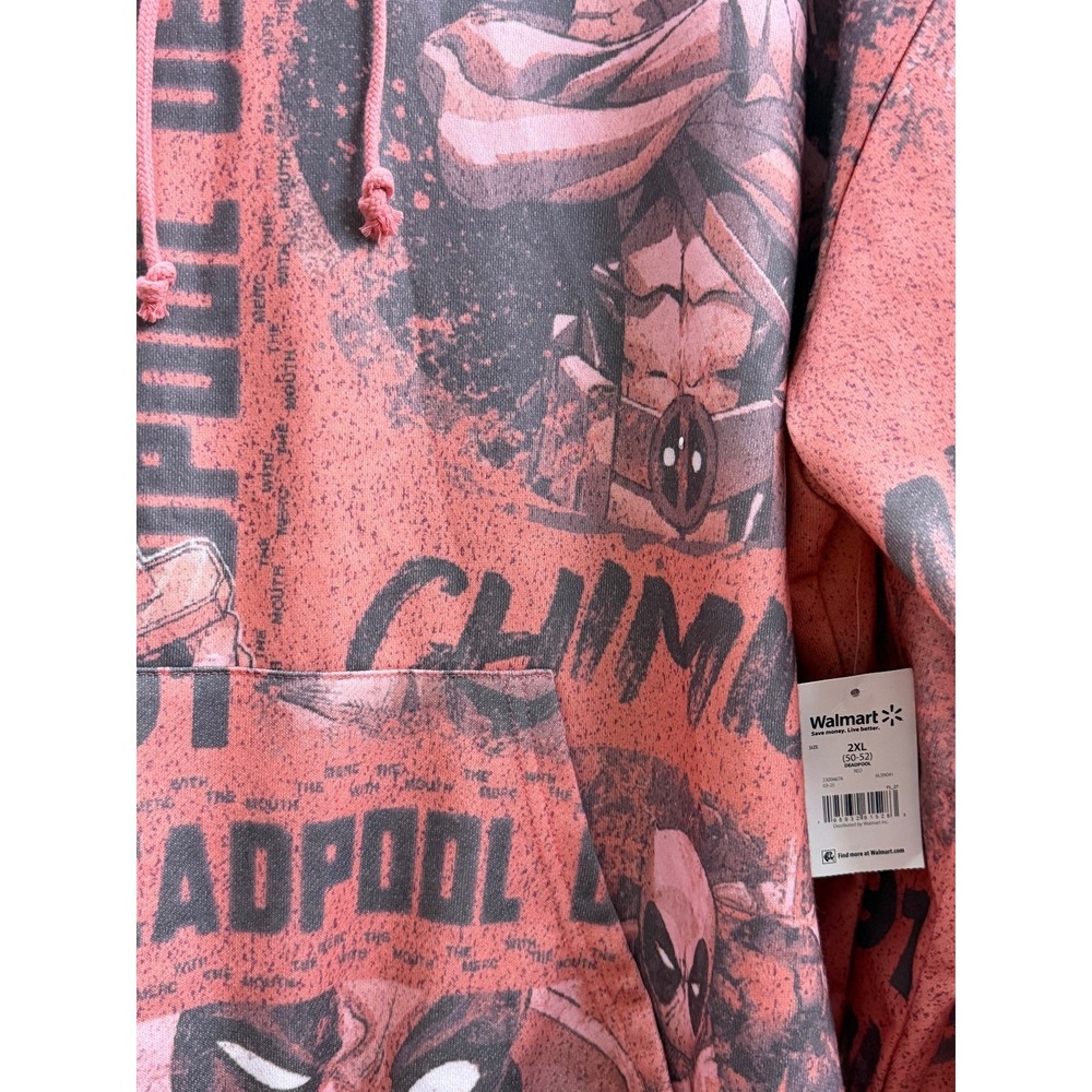 Marvel Deadpool Men's 2XL Red All Over Comic‎ Print Pullover Hoodie NEW - Picture 6 of 8